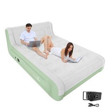 Queen Air Mattress with Headboard, Built-in Rechargeable Pump, 18 Inch