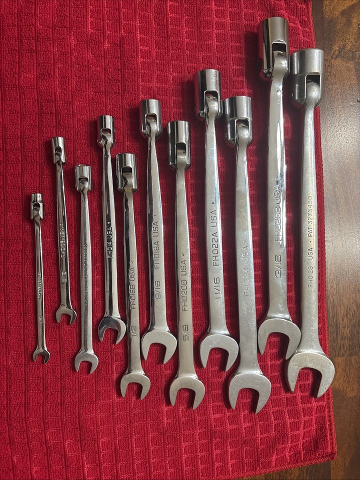 Sae Tools SNAP-ON TOOLS 11 PIECE SAE. COMBINATION FLEX-HEAD/OPEN-END WRENCH SET 7 ...