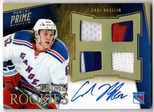 2011-12 Panini Prime Rookies Jersey Strap Patch Auto Gold CARL HAGELIN 138 25 RC