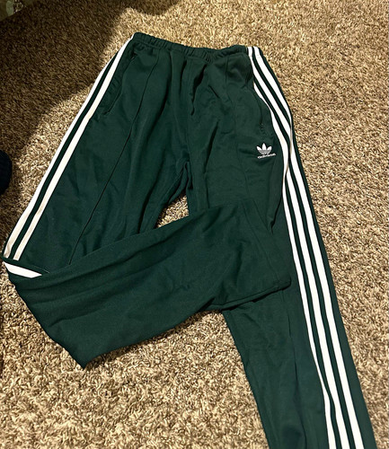 adidas Originals Men's S Green/White 3-Stripes Trefoil Track Pants Tapered
