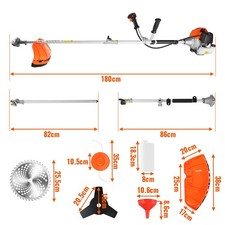 52cc Petrol Garden Brushcutter Strimmer Heavy Duty Petrol Strimmer Multi Tool UK