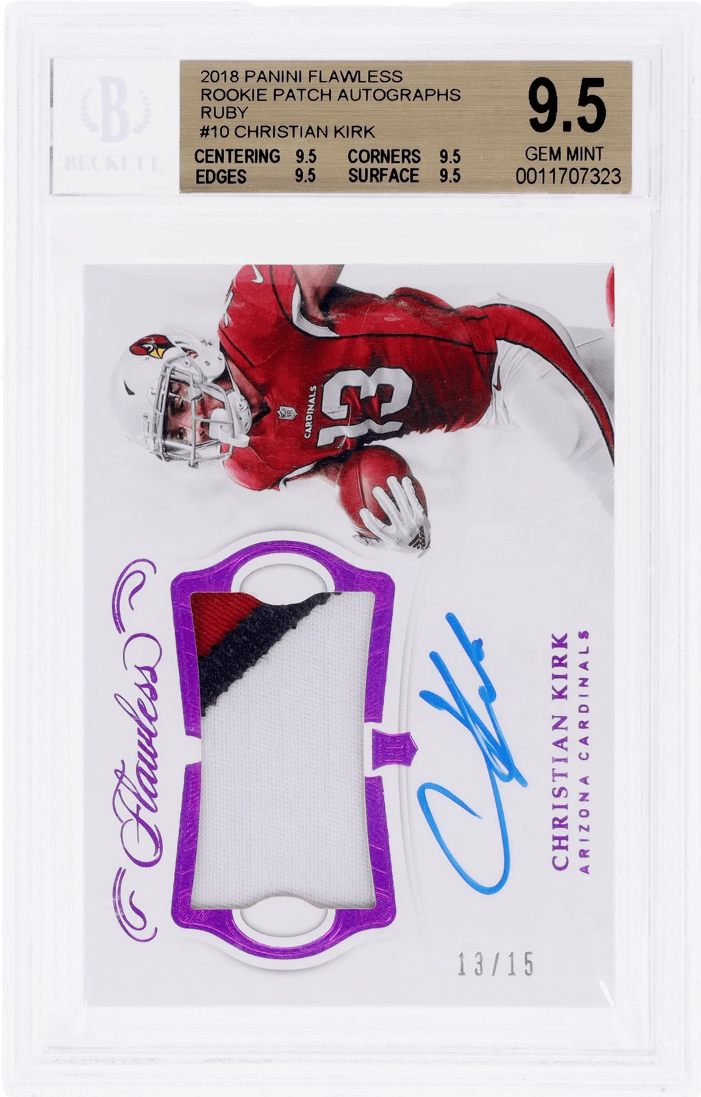 Christian Kirk Panini Flawless Rookie Patch Autographs #CK Ruby