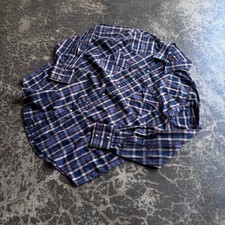 Vintage 90s Plains Western Wear Blue Plaid Pearl Snap Shirt Mens XL