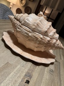 vintage ceramic conch shell soup tureen set
