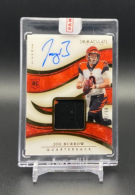 JOE BURROW - 2020 Immaculate ENCASED ROOKIE PATCH AUTO RPA #d 55/99 Bengals
