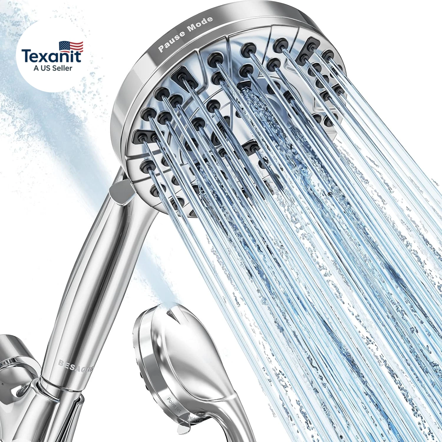 Shower Head,10 Functions High Pressure Shower Head with Handheld, Built-In Pause