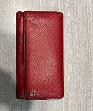 Gucci Logo Red Leather Folding Snap Flap Wallet Credit Card Women