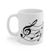 Music Notes Mug 11oz, Coffee Cup, Tea Mug, Gift for Music Lover, Musical Theme