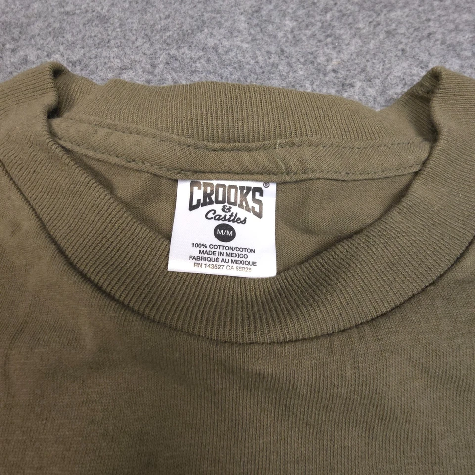 Camisa Crooks & Castles Para Hombre MEDIANA Verde Manga Corta Cuello Redondo Algodón Talla M Foto 3 de 4