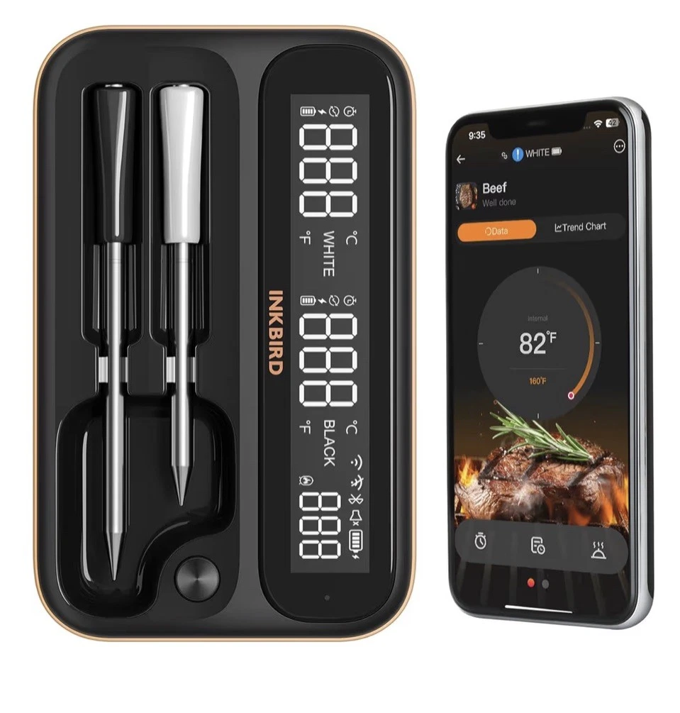 Inkbird INT-12-BW Wireless BBQ Meat Thermometer Digital 2 Probe Black Oven Safe
Opens in a new windo