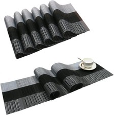 Placemats with Table Runner Set of 7 Woven Vinyl Table Mats and Runner for Dinin