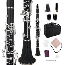Professional Ebonite Clarinete C Key Clarinet for Beginner Students with 2 Ba...