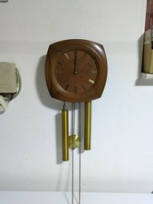 Dugena Pendeluhr / Wanduhr mit Pendel + Messing Gewichten + Schlagwerk Gong