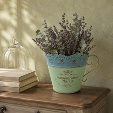 2 Pieces French Design Flower Pot Romantic Look Cup Planter Embossed Pattern