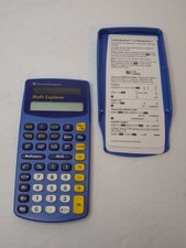 Texas Instruments Math Explorer Solar Calculator Used Works Blue w/Cover