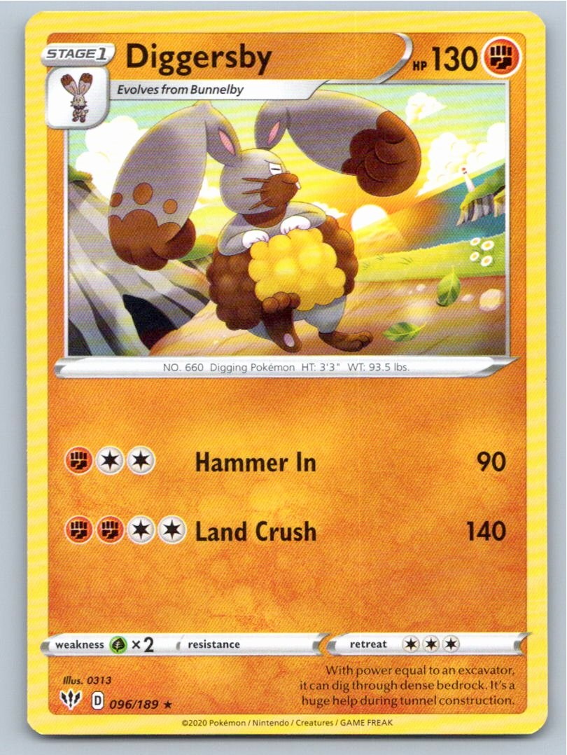2020 POKEMON DIGGERSBY DARKNESS ABLAZE 096/189 R NM A57730 FREE S&H