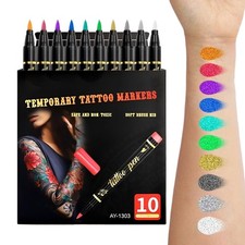 Body Markers Washable Face Painting Kit with Stencils Cosmetic Glitter
