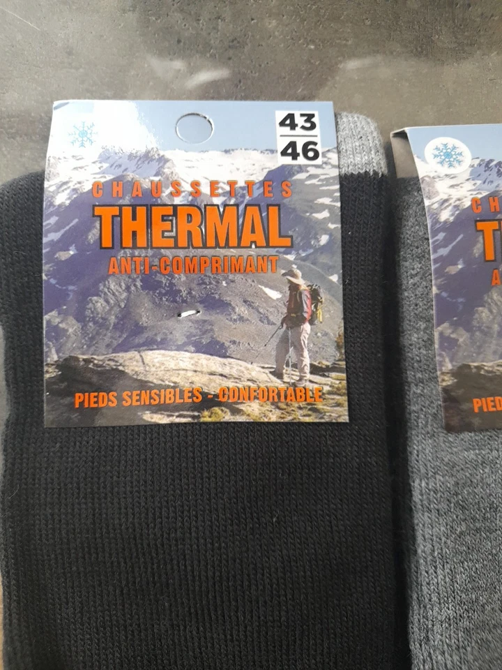Chaussettes Thermales Confortables Épaisses 43/46 3 Paires - Photo 2/4