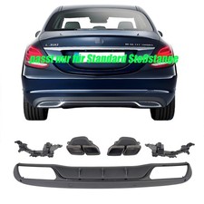 Heckdiffusor Doppel Auspuff für Mercedes W205 S205 Standard schwarz Endrohr Heckdiffusor Doppel Auspuff für Mercedes W205 S205 Standard schwarz Endrohr