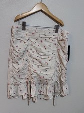 Wild Fable Ivory Multicolor Floral Mini Skirt M Ruffle Elastic Waist cottagecore