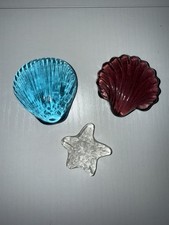Art Glass Sea Shells And Starfish Colored Beach Decor