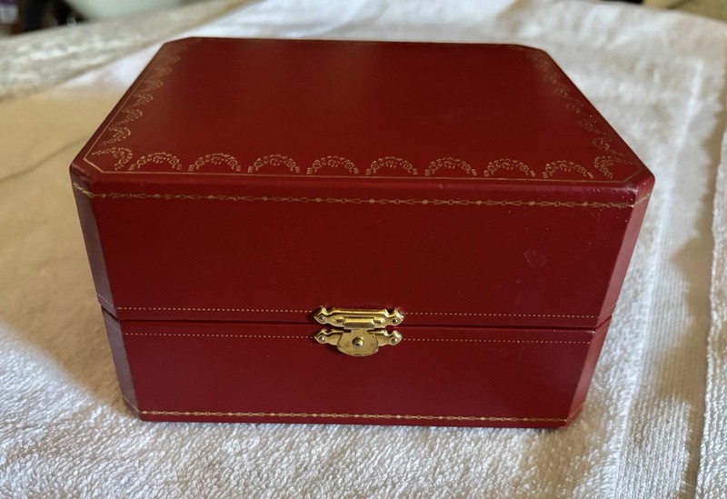 Authentic Cartier Red Octagonal Watch Box Case Empty COWA 0051 Gold Trim Vintage