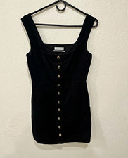 Urban Outfitters Holiday Black Corduroy Button-Front Mini Dress Square Neck