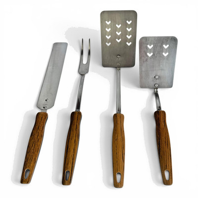 Vintage EKCO Stainless Steel 4 Piece Kitchen Utensil Set Spatula Icing Meat Fork