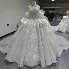 Crystal Bead Long Train Wedding Dress Luxury Wedding Gown Ladies' Wedding Dress