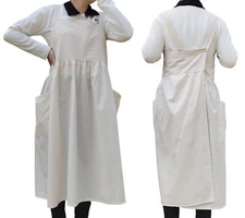 Cotton Linen Square Dress Overalls Kitchen Gardening Solid Color Apron Flower Sh