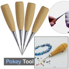 Wooden Handle Awl Leather Craft Stitching Pokey Tool DIY Sewing Leathercrafts