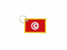 Keychain keyring embroidered embroidery patch double sided flag tunisia