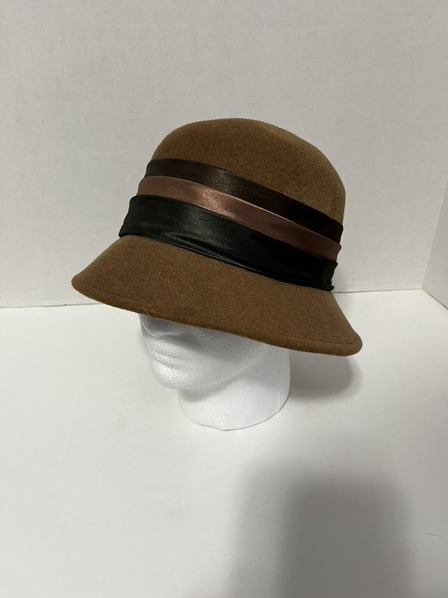 Giovannio New York Felt Hat Brown Bowler Rim Band Winter 