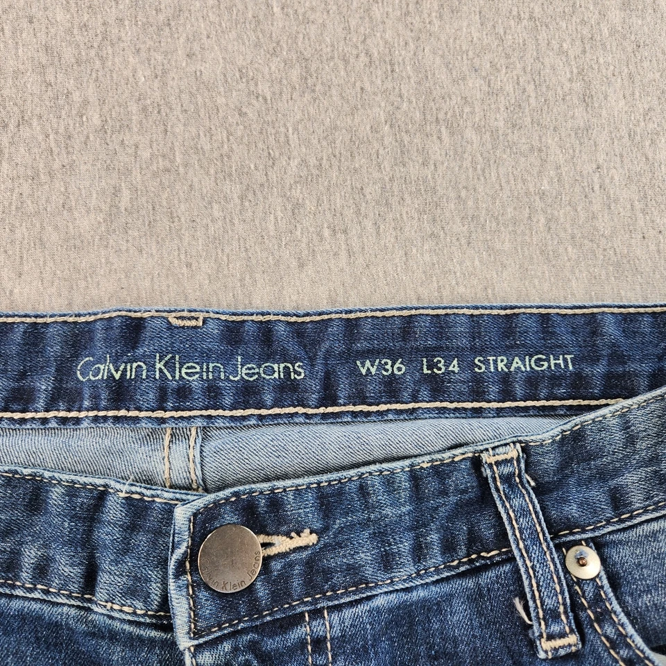 Calvin Klein Para Hombre Talla 36X34 Azul Lavado Calce Recto Tejido Cómodo Bootcut Foto 3 de 4