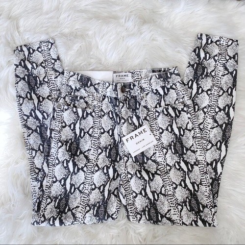 NWT FRAME Women's Ali High-rise Python-print Snakeskin Cigarette Jeans Sz 25 - Picture 4 of 11