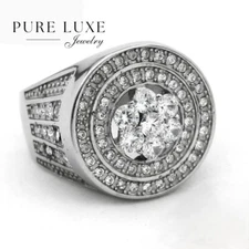 Men's Stainless Steel Silver Brilliant CZ Big Rings 8 9 10 11 12 13 *Box