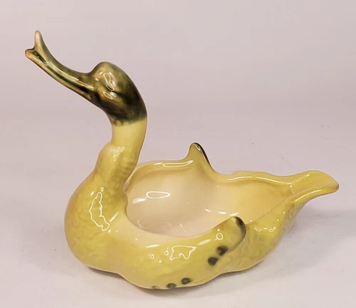 HULL Goose Figure Planter or Ashtray Yellow and Green 5 1/2 inches Tall
