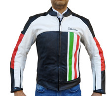 Veste Moto En Cuir Véritable Avec Protections Coudes Épaules Dos Homologuées C.E