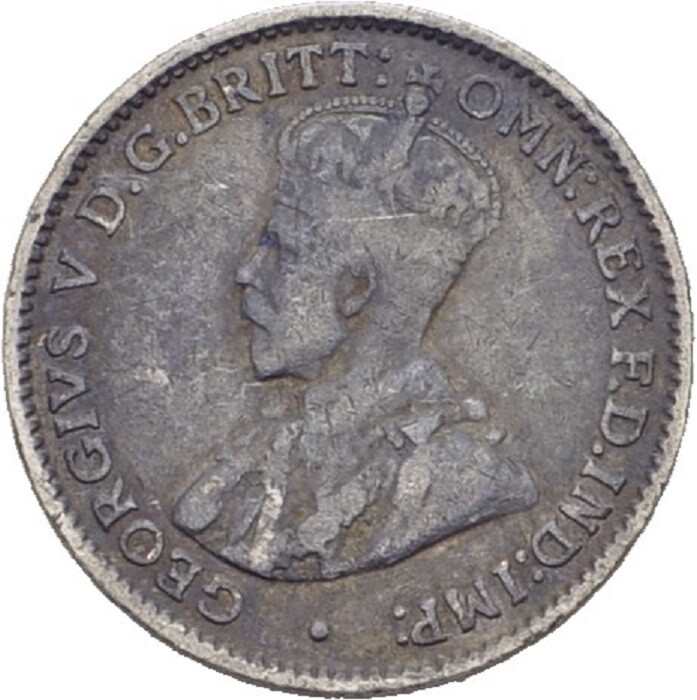 Australien Georg V. 3 Pence 1921 1,3 g Silber Original Münze