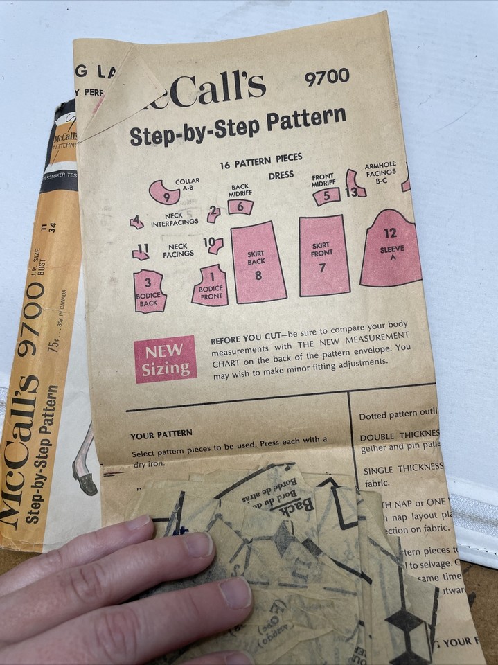 VTG 1969 McCall’s 9700 Sz 11 Bust 34 Dress Pattern Dapper Retro | eBay