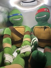 Lot Of 2 TMNT Leonardo Raphael Stretch Kins Plush Toy 30" Preowned
