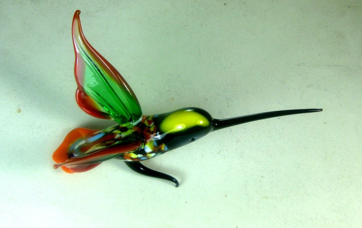 Hand blown glass animal bird Hummingbird murano style figurine