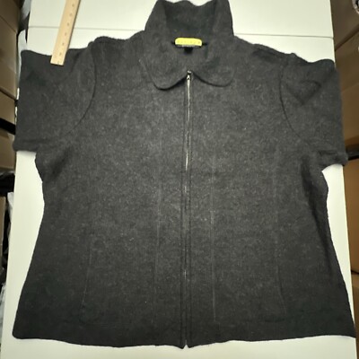 Ashley B Bernardo Jacket Women s 100% Wool  Full Zip Pockets Black 2XL