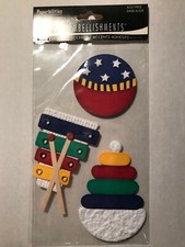 RARE! Vintage Paperbilities BABY TOYS 3-D stickers 03519 FAST FREE SHIP