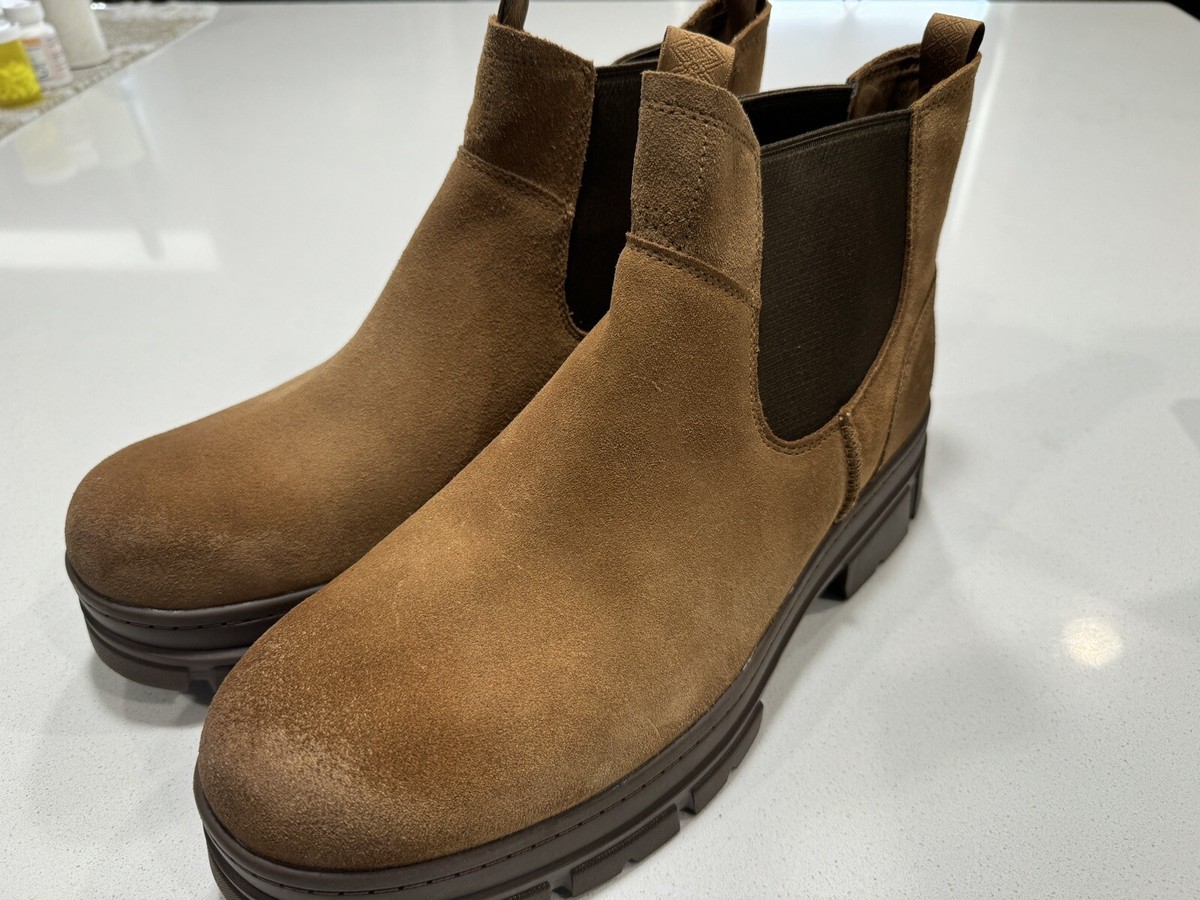 UGG Men's Skyview Chelsea Suede WP Boots In Chestnut Size 13 US