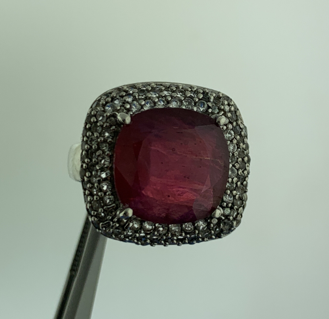 Vintage 925 Sterling Silver Ruby Solitaire Diamon… - image 2