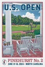 Limited Edition 2024 US Open Golf Poster Pinehurst No 2 Club NO FRAMED RE-PRINT.