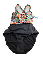 New Cleanwater Plus 16W One Piece Floral Slimming Swimsuit Bathing Suit