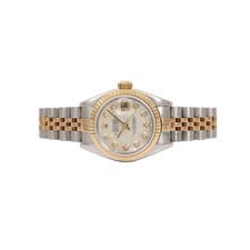 ROLEX LADY DATEJUST 79173 GOLD STEEL 26MM WHITE MOP DIAMOND DIAL 18K FLUTED-B&P 4