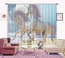 3D Beach Garland Unicorn ZHUA2034 Photo Curtain Window Blockout Fabric Amy 2023